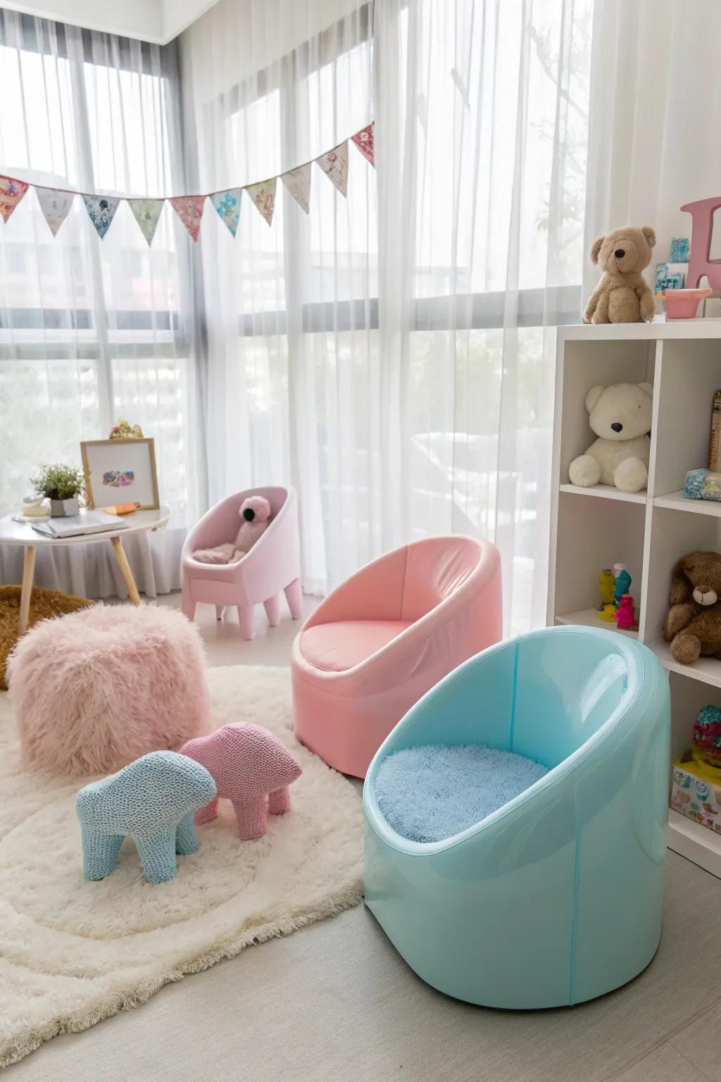 See-through furniture maintains a bright and uncluttered appearance.
