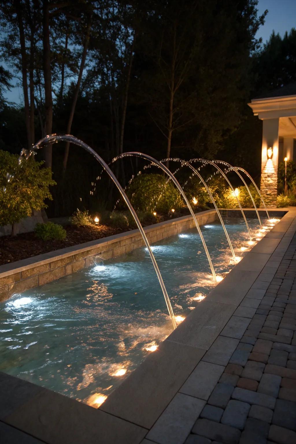 Laminar flow jets append sophistication and elegance to your pool.