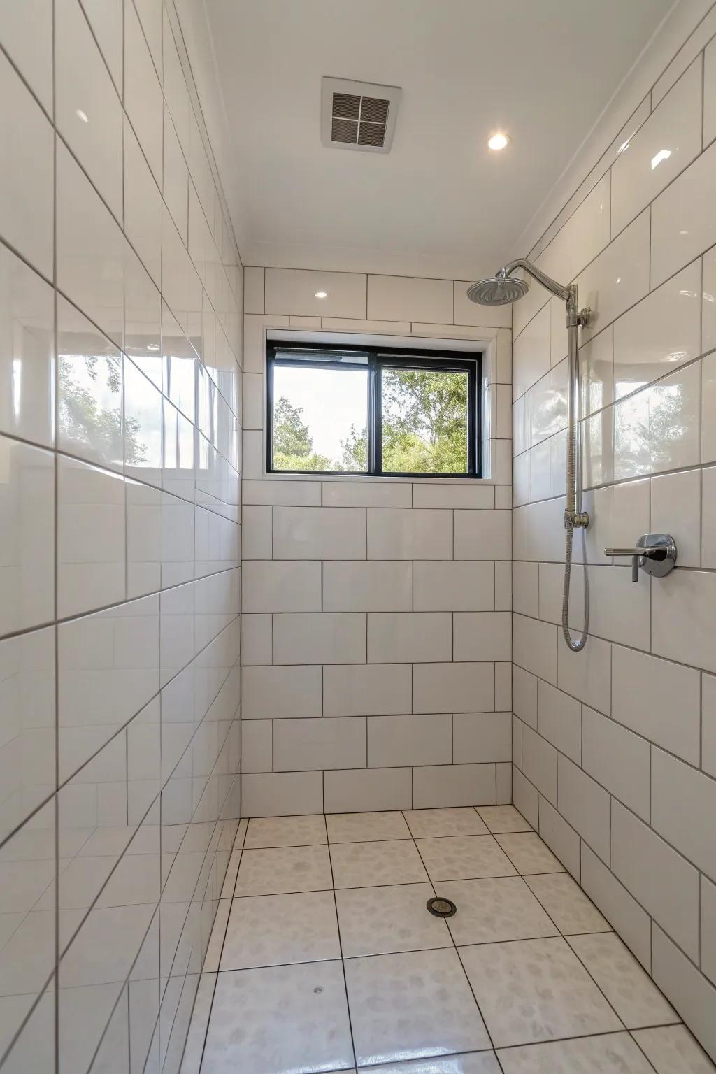 Broad tiles streamline the appearance of small areas.