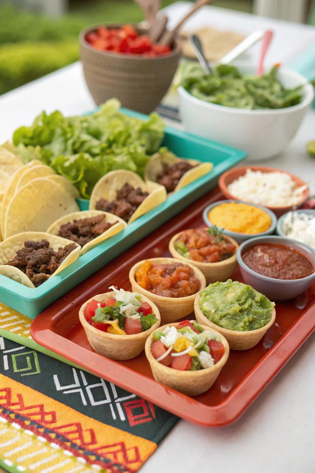 A mini taco station for a festive and tasty snack.
