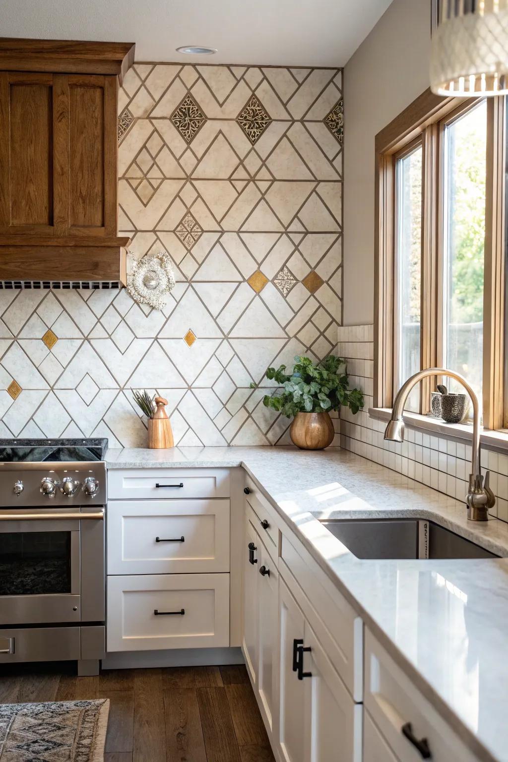 Diamond pattern panels introduce geometric appeal and elegance.