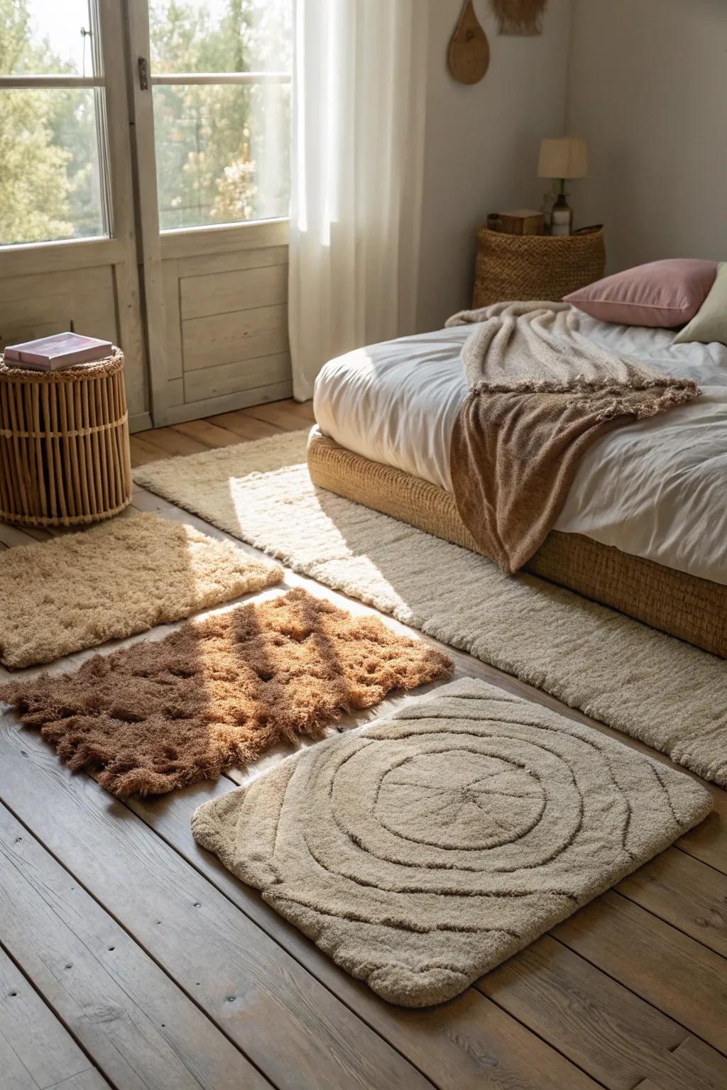 Graded floor mats provide a cozy and luxurious feel to your spa-like space.