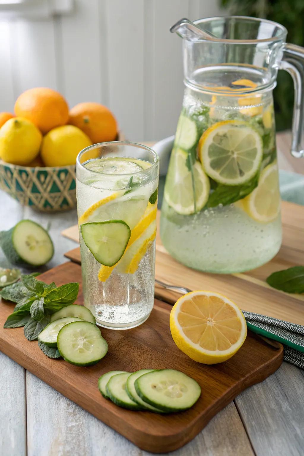 Stay refreshed with a flavored water station.