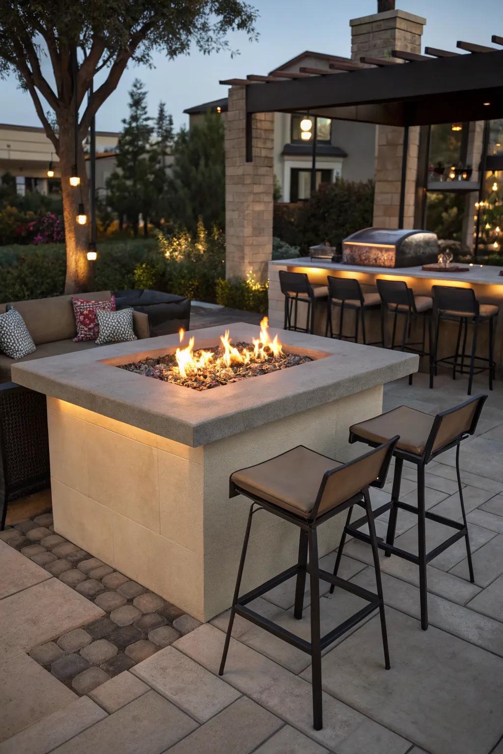 Built-in beverage stations make fire pits ideal for hosting.