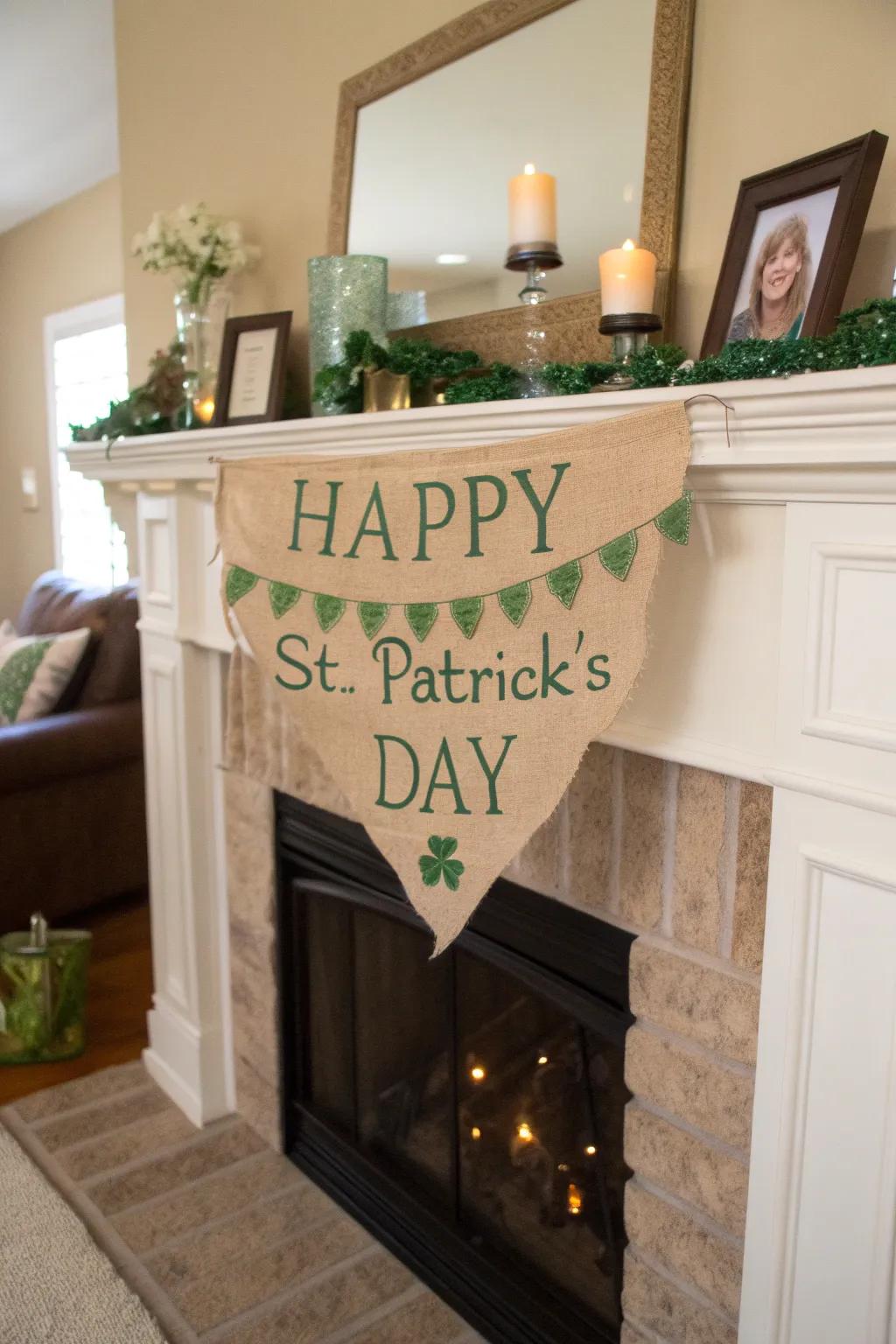 Incorporate a countryside inflection through a domestic celebratory pennant.