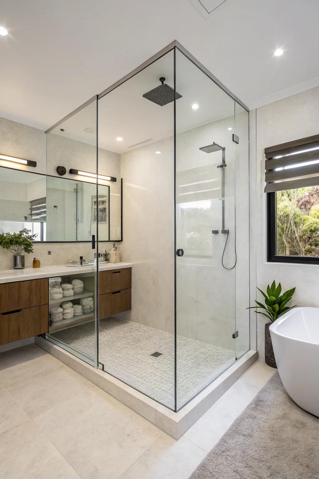 Glass screens provide a sleek and modern look.