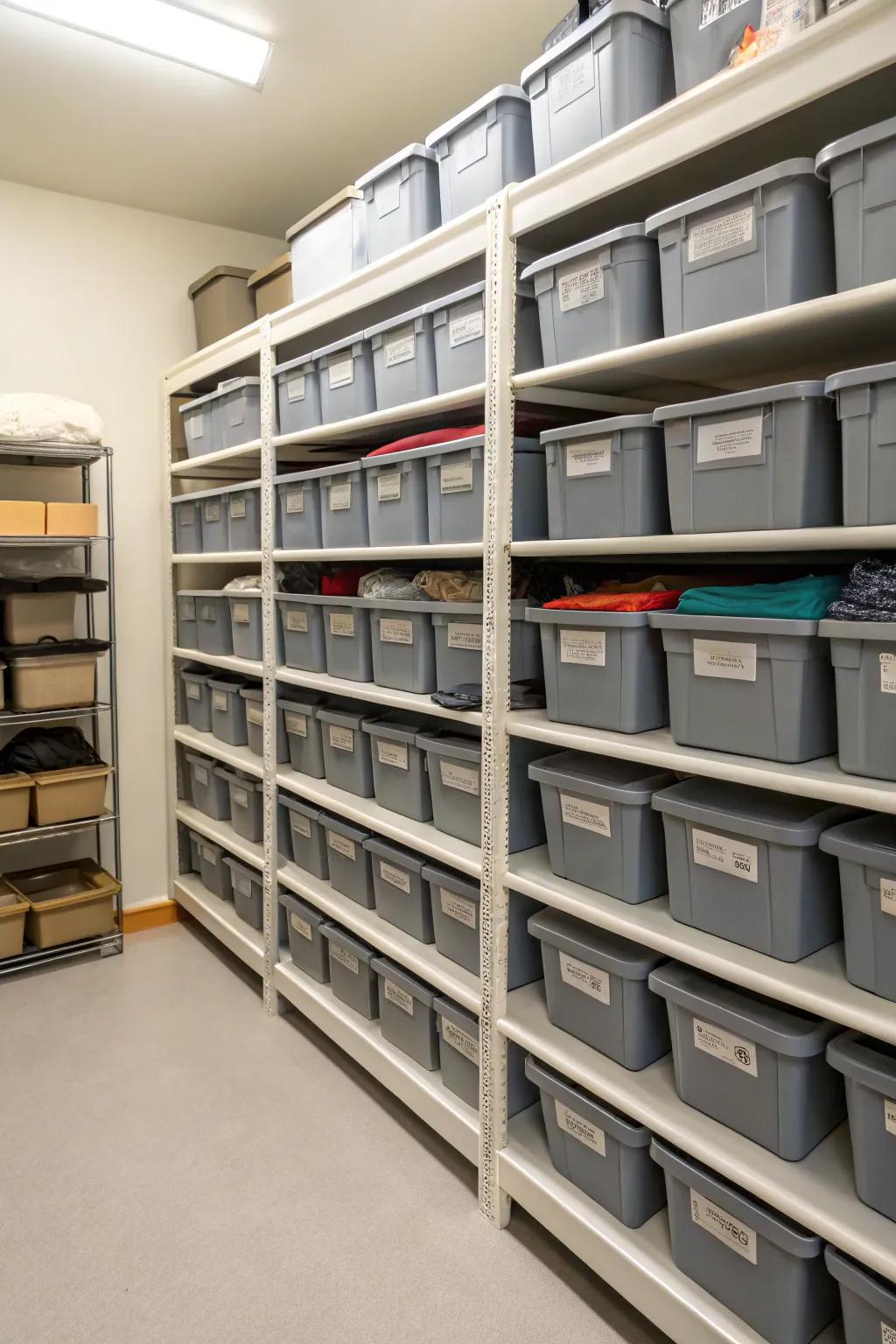 Stackable containers for best storage.