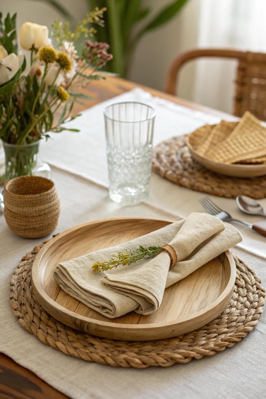 Eco-friendly elegance with natural fiber napkins.