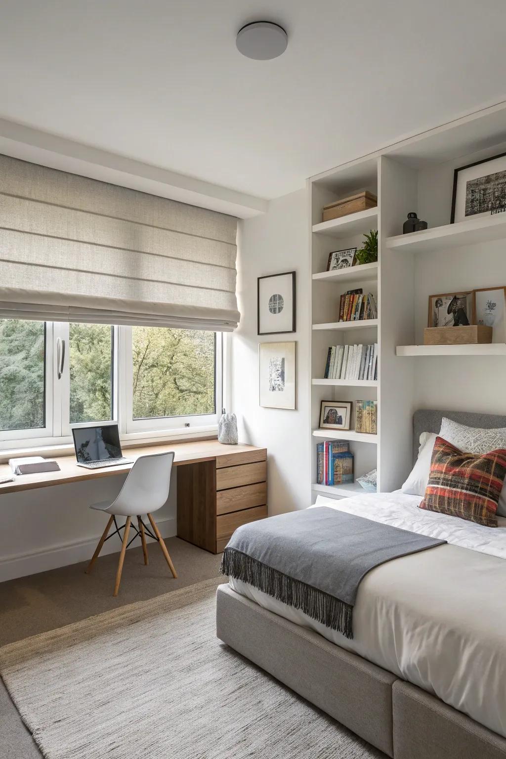 Roman blinds offer a clean and minimalist window treatment.