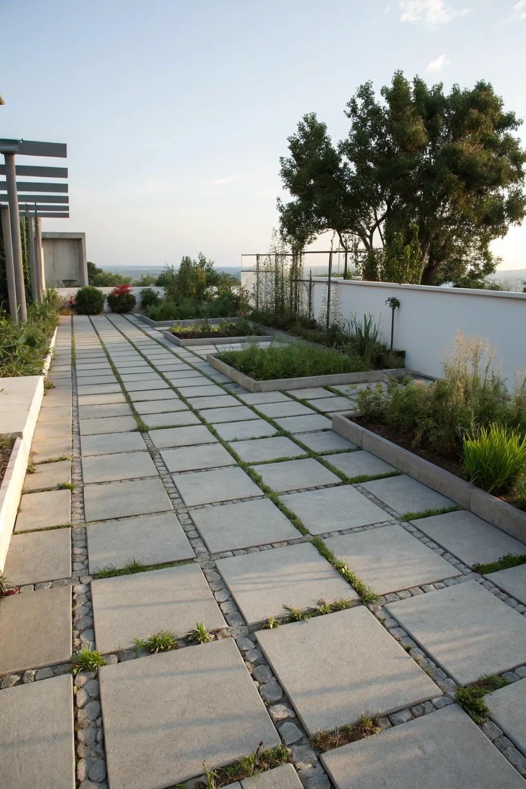 Cement pavers offer flooring options.