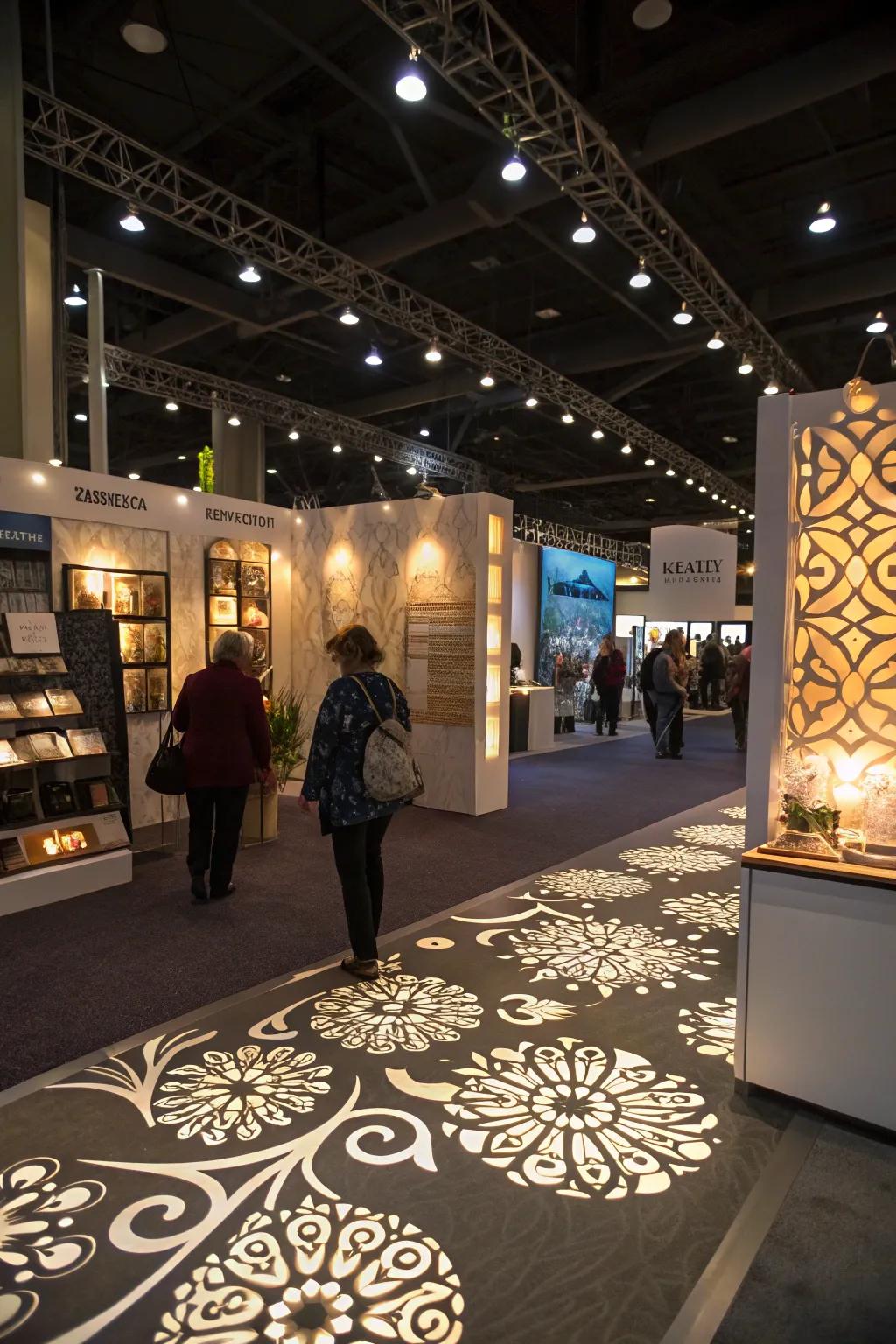 Stencil lighting that personalizes the space with custom designs and logos.