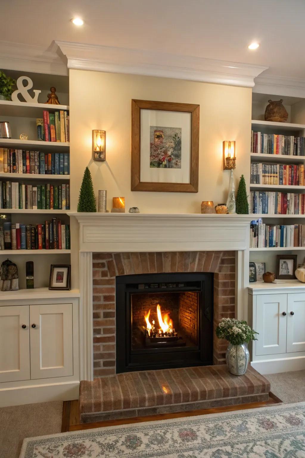 Built-in shelving adds functionality and style.