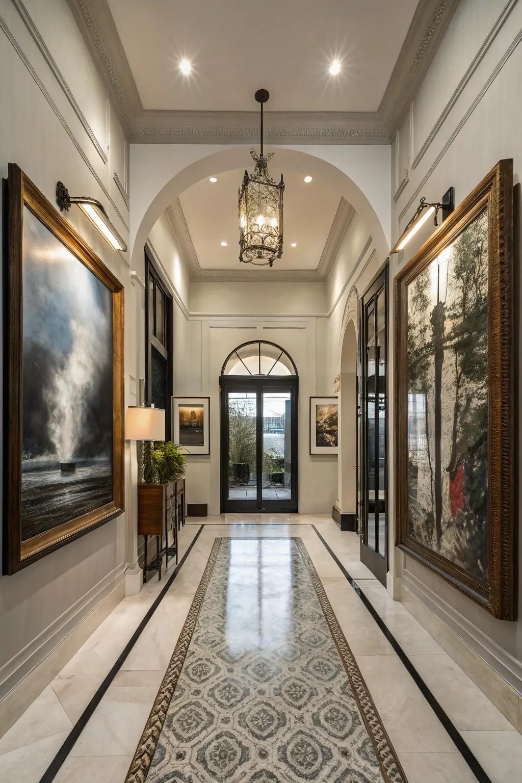 Experimenting with proportion adds effect and drama to your entryway.