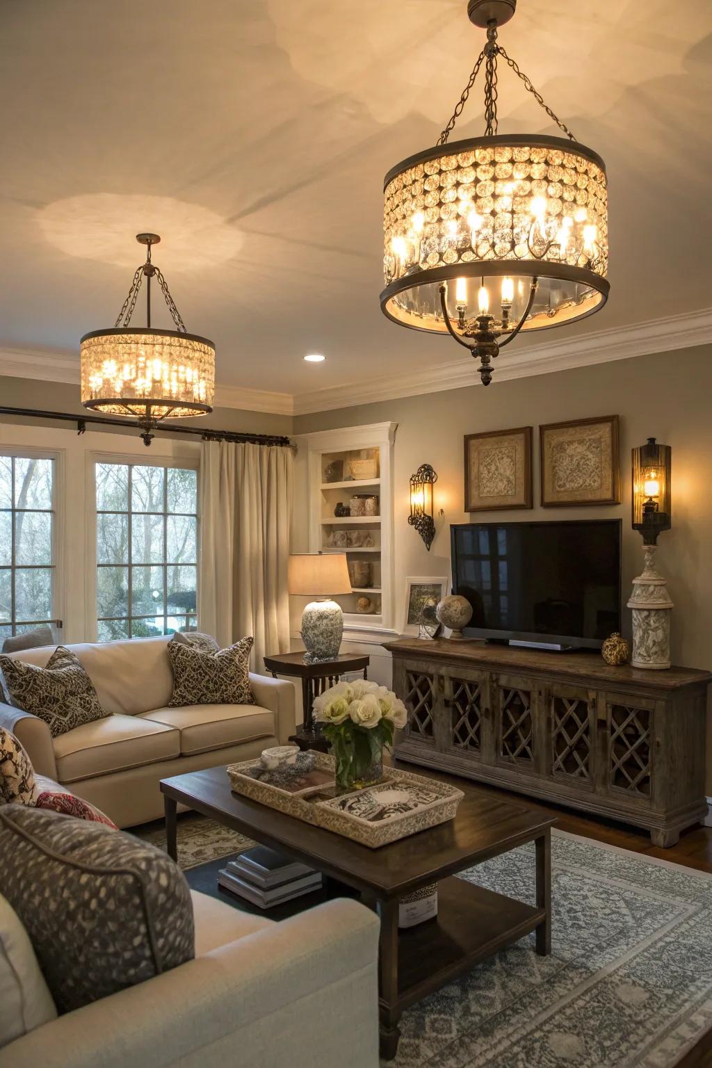 Multi-level illumination creating a versatile ambiance.