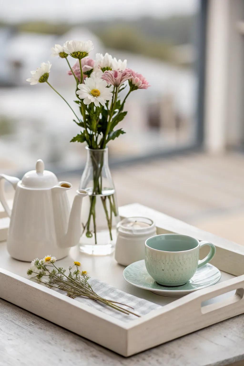 Love the simple look of a minimalist decorative layout.