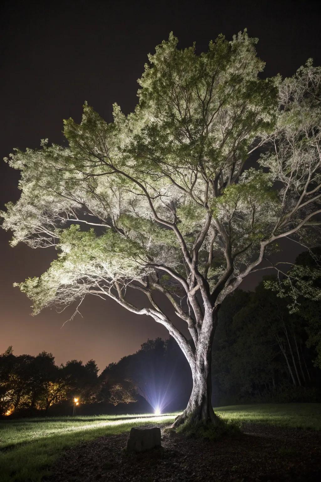 Underlighting delivers a dramatic twist to garden lighting.