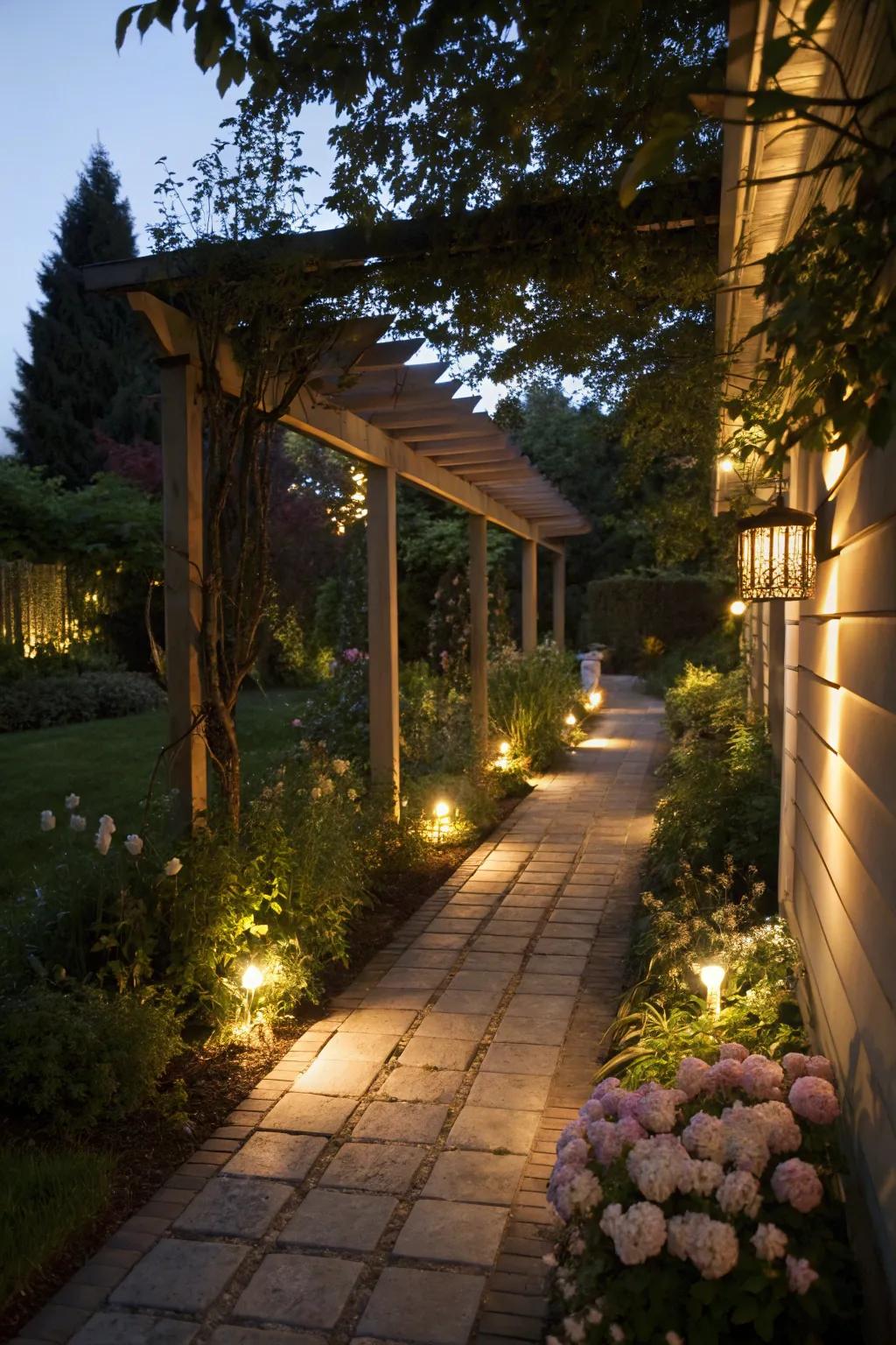 Pathways are beautifully lit for secure and scenic walks.