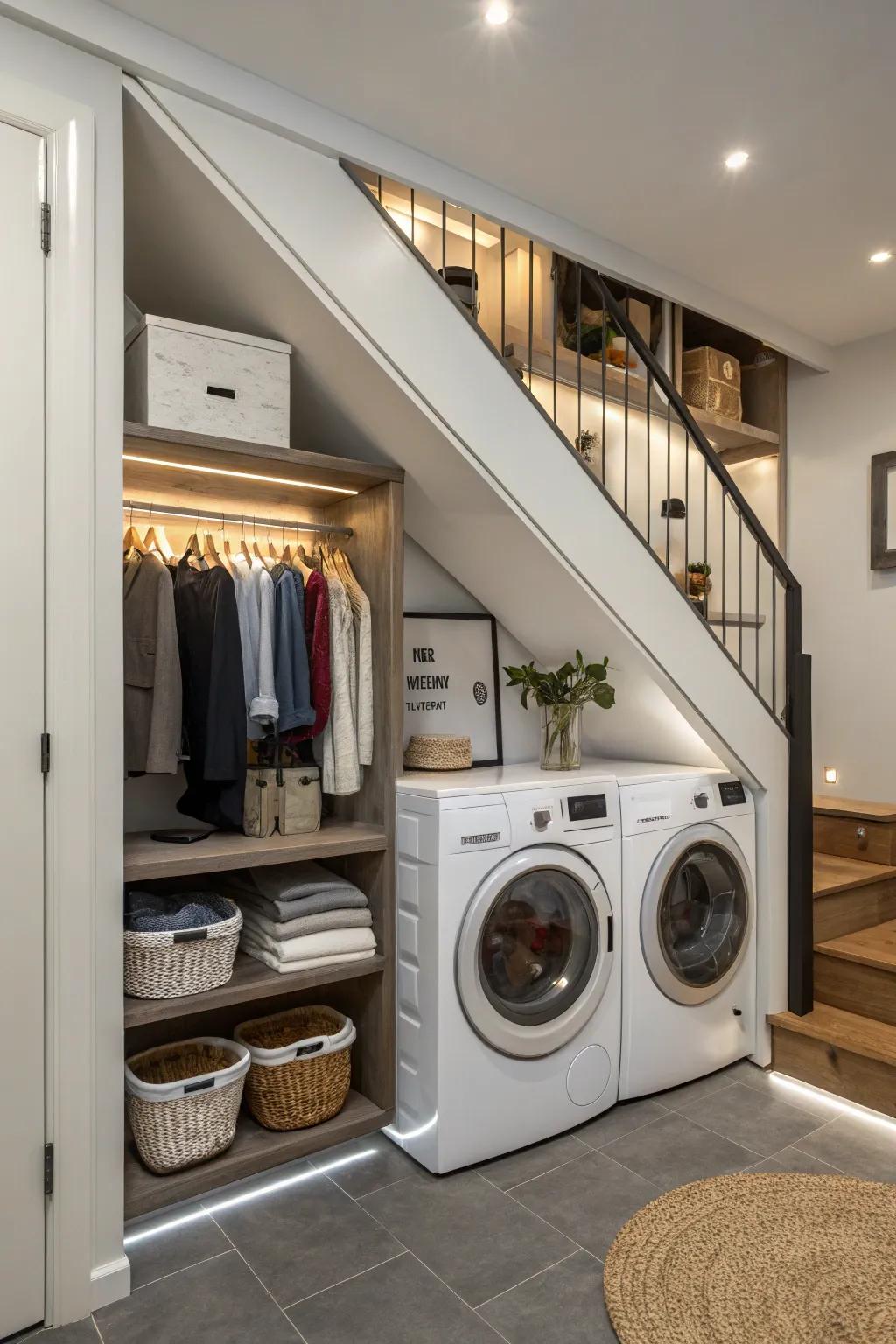 An surprisingly useful laundry space.