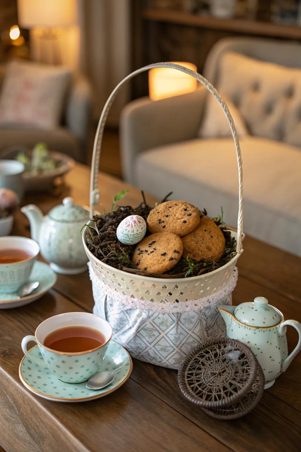 A tea time basket for the tea connoisseur.