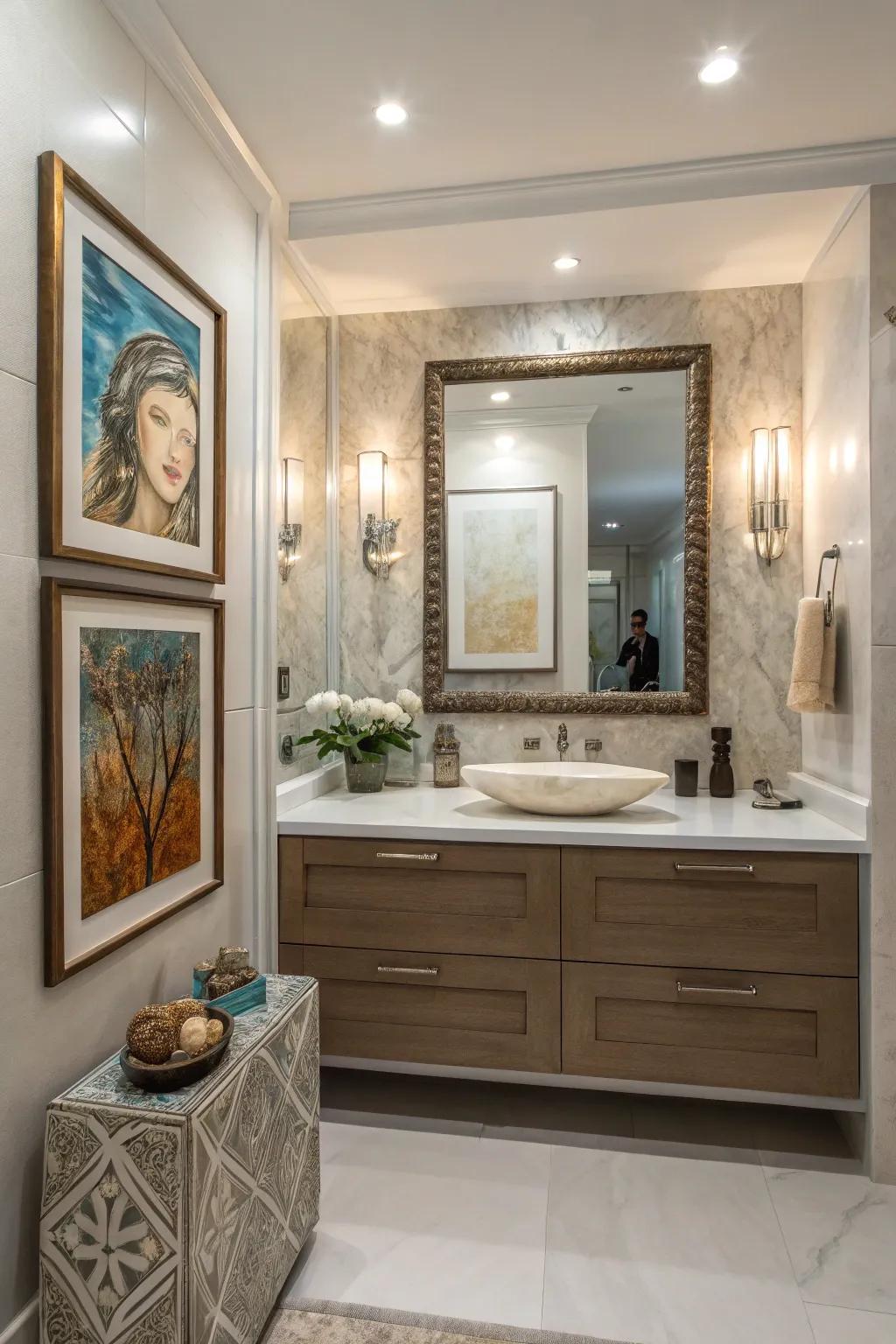 Fine touches personalize and improve the bathroom.