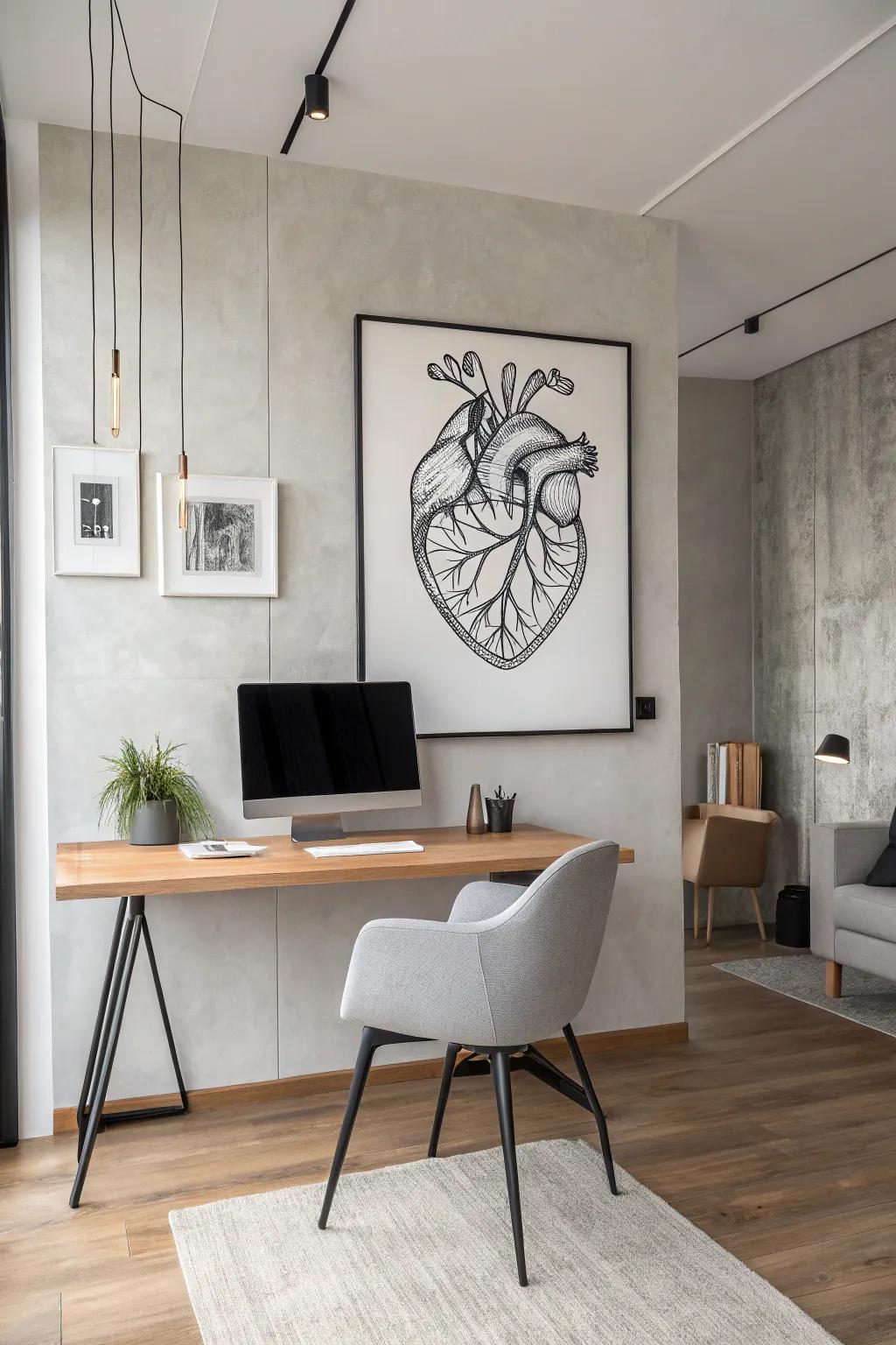 Simple heart line art makes a powerful, uncomplicated declaration.