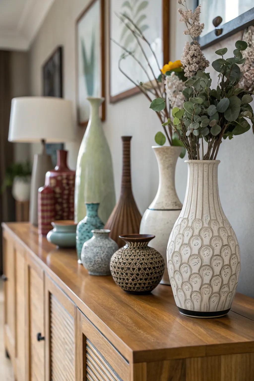Blending different vase designs fashions a unique and personal aesthetic.