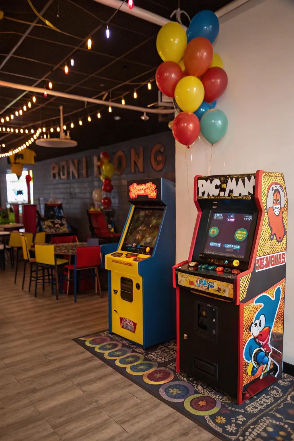 A past era arcade spot brings back classic gaming amusement.