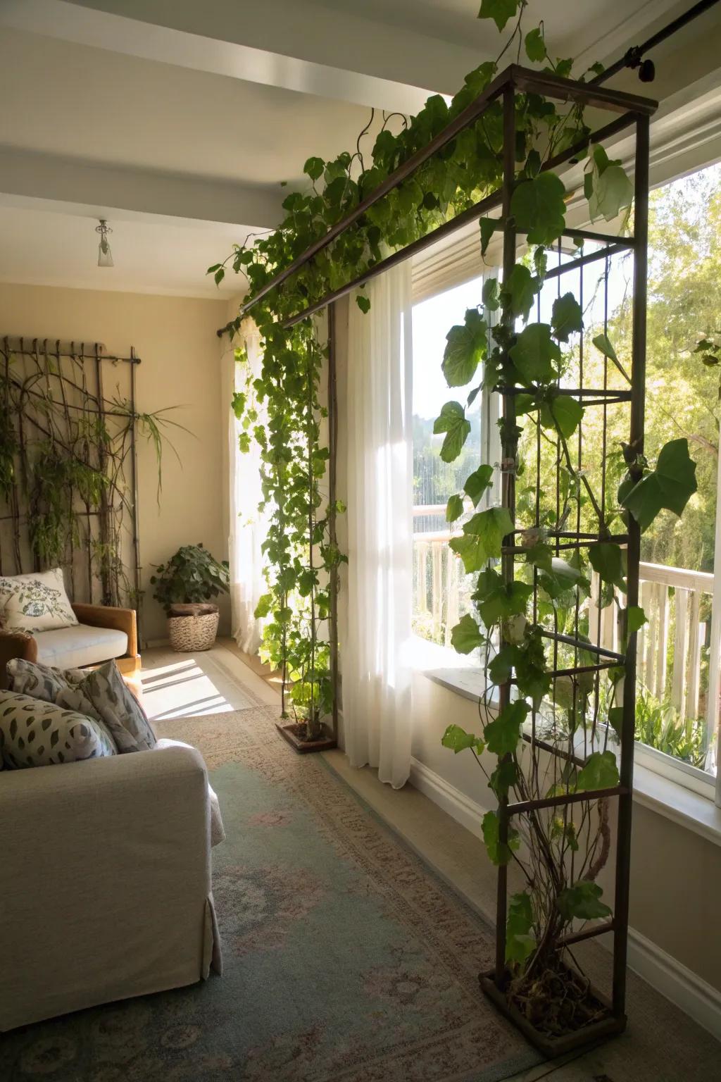 Define spaces naturally with a room divider made of vines.