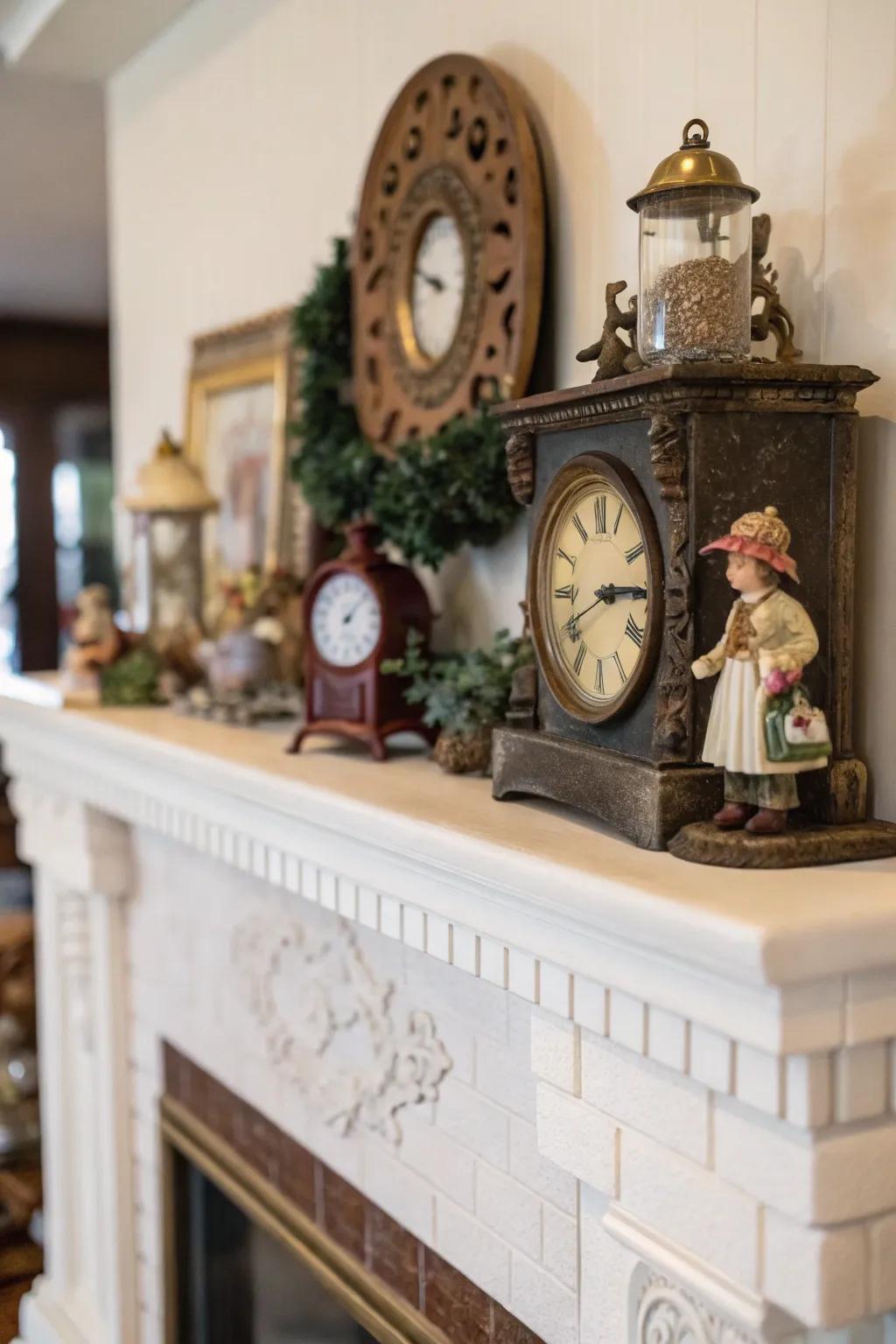 A curated mantel display brings nostalgia to your home.