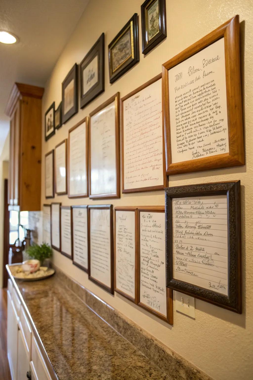 Bordered recipes introduce a personal and nostalgic element.