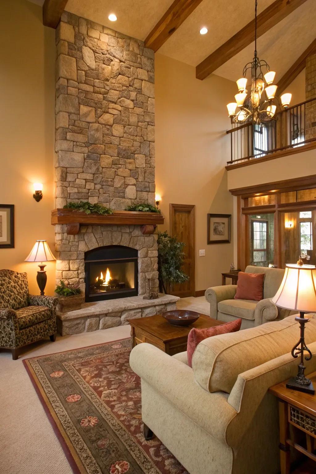 Stone cladding has a rustic appeal.