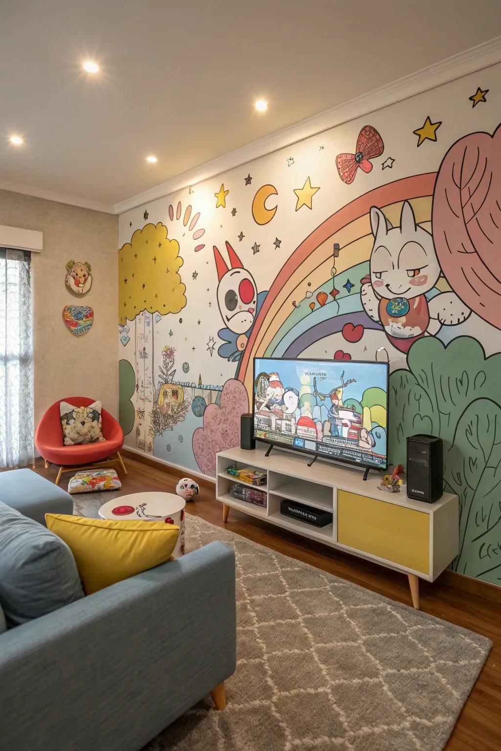 Infuse amusement and capriciousness through a spirited animated mural.