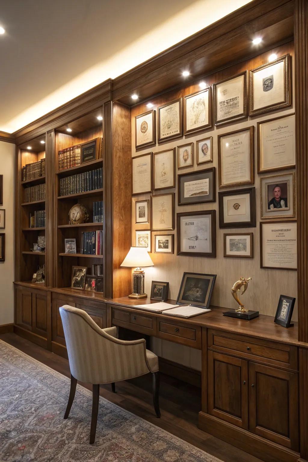 Gallery illumination enhancing the prominence of achievements.