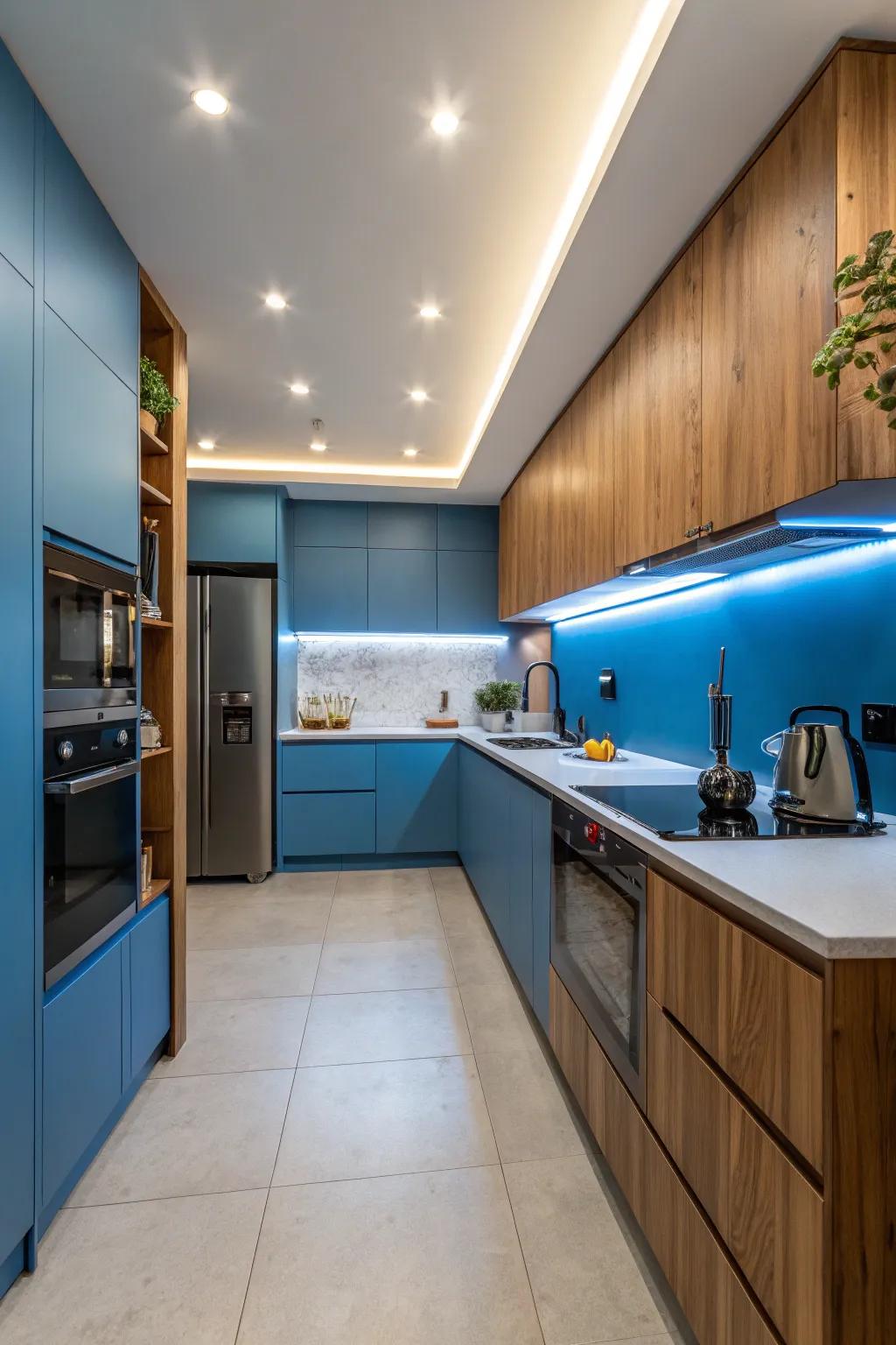 Infuse your kitchen with fresh energy utilizing gentle cerulean hues.