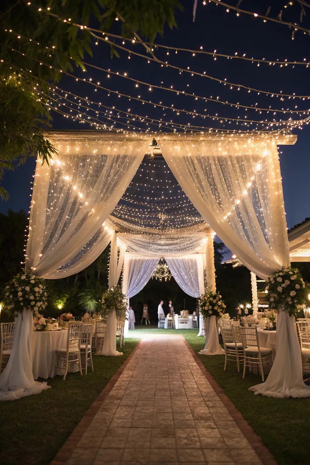 Enchant your guests with a celestial starry shade of drapery.