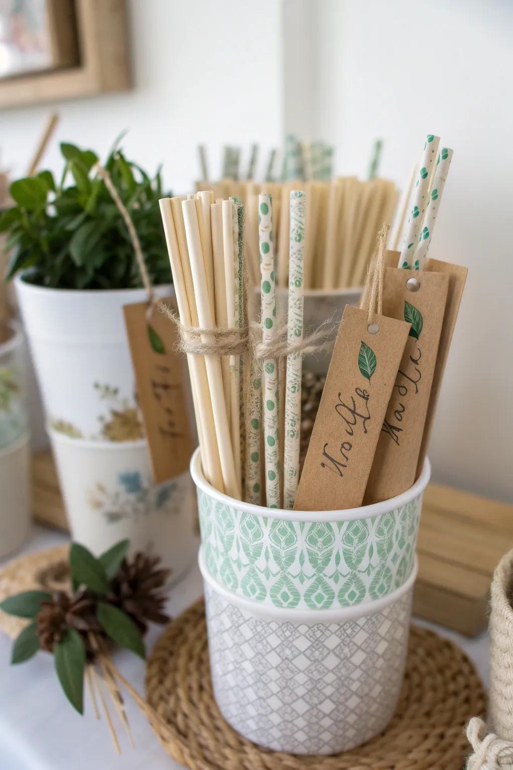 Eco-friendly straws as a sustainable and thoughtful wedding favor