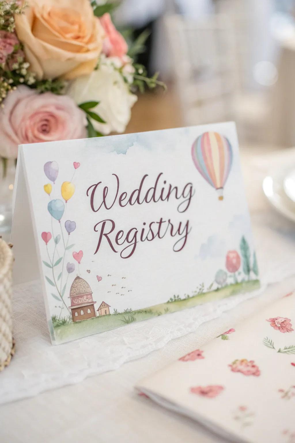 A registry note with beautiful water color effects.