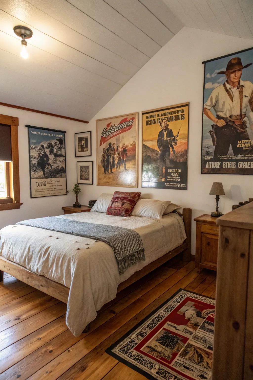Retro posters contribute a nostalgic cinematic whisper to your decor.