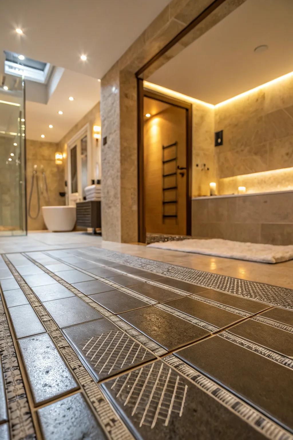 Radiant floor heating adds a touch of luxury and warmth.