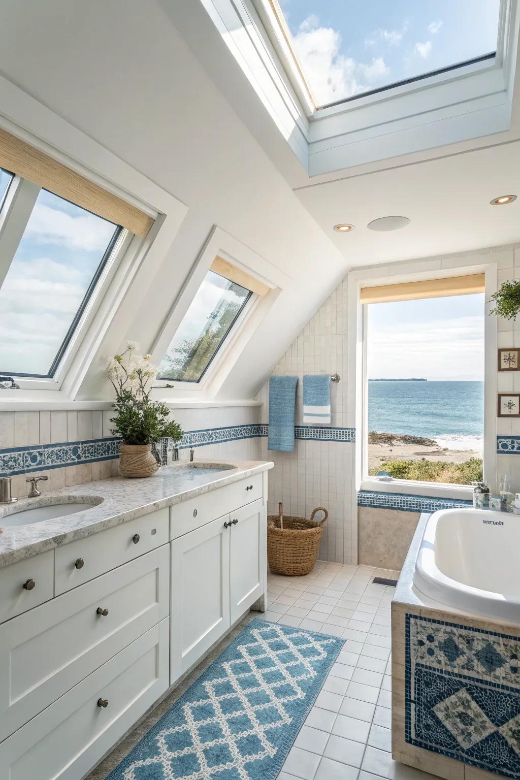 Skylights transmute the location into a luminous oasis.