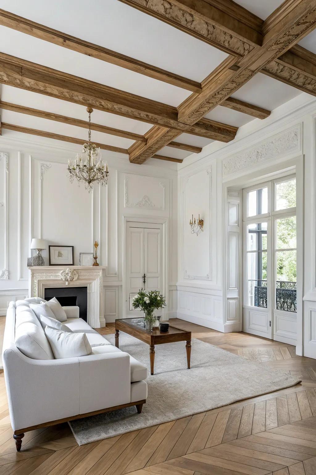 Structural features add depth and interest to a bright room.