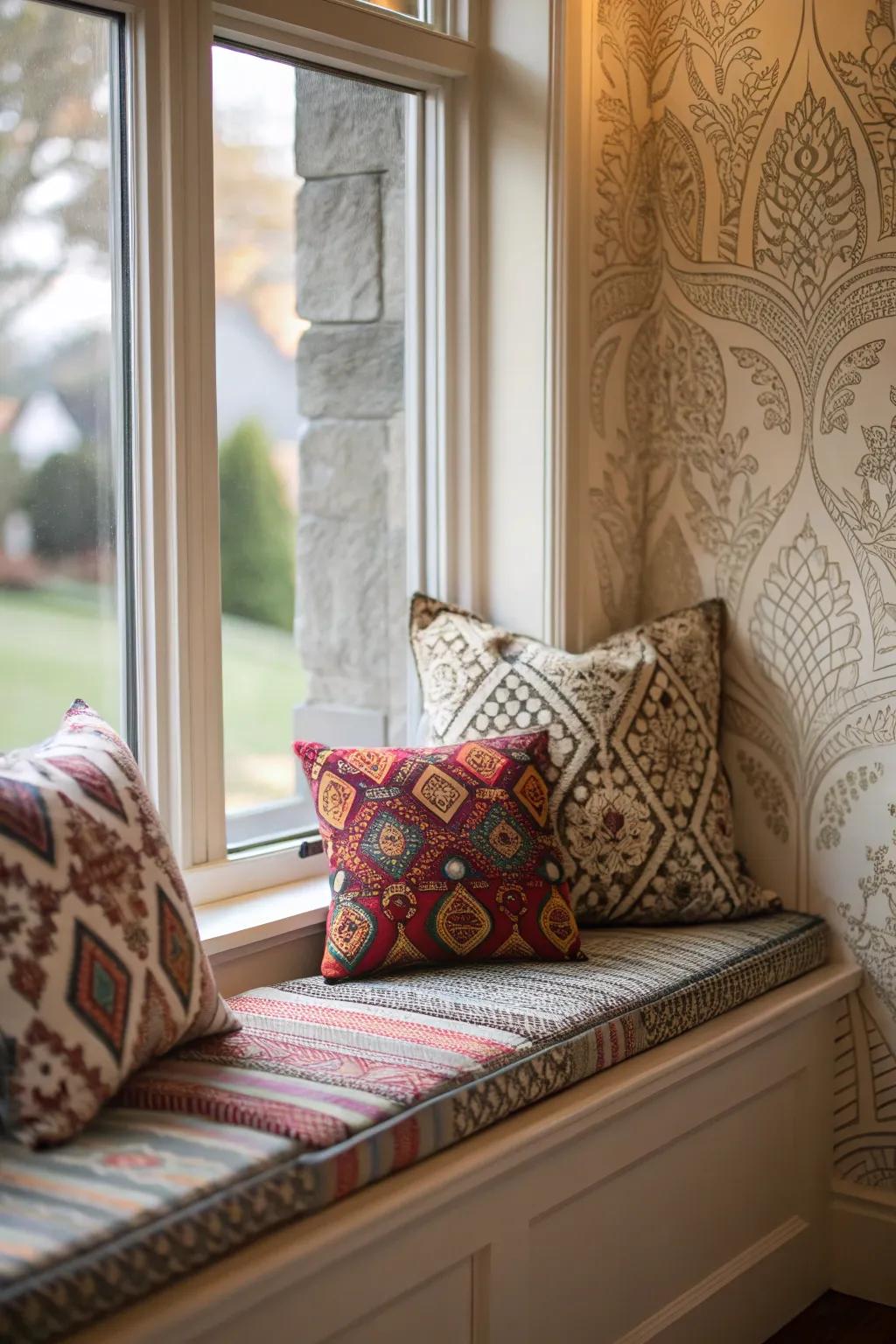 A window space featuring vibrant designs for added character.