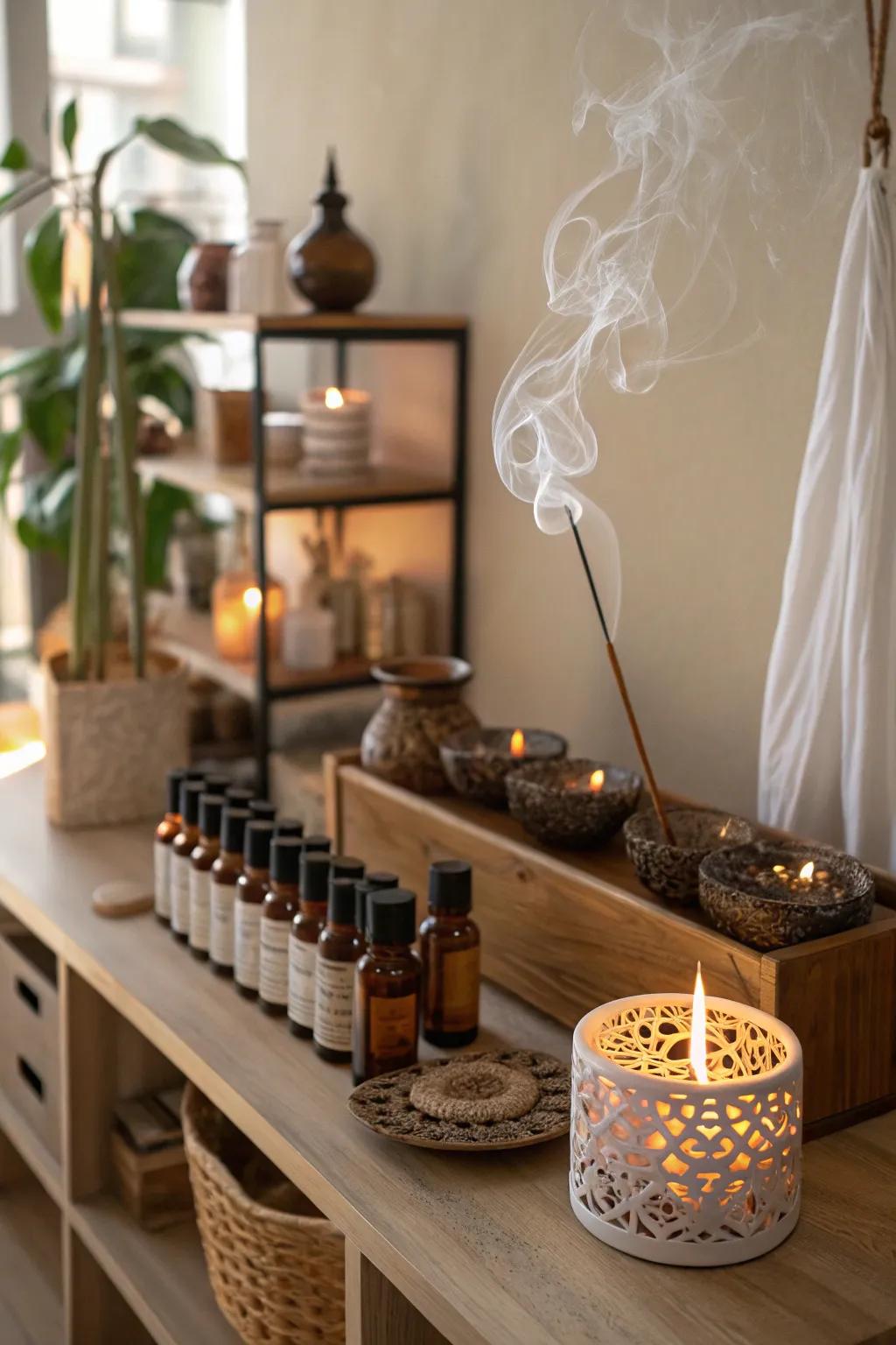 Aroma items like incense add an aromatic layer to your mystical space.