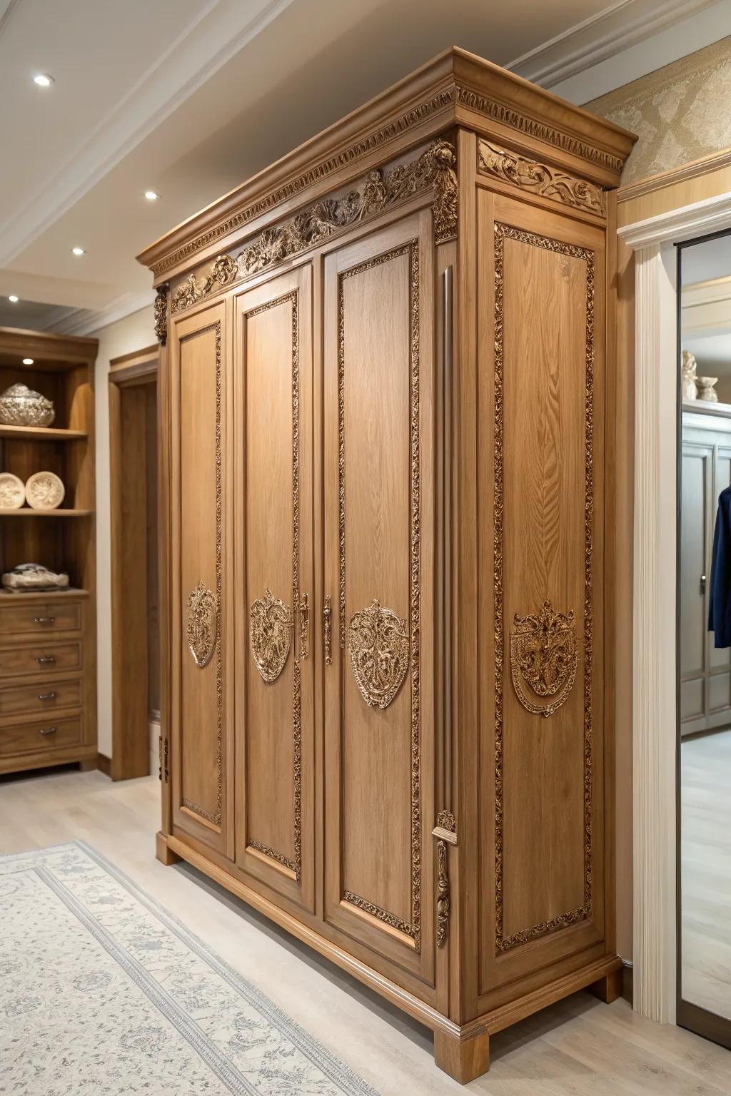 Ornamental aspects elevate your closet’s design.