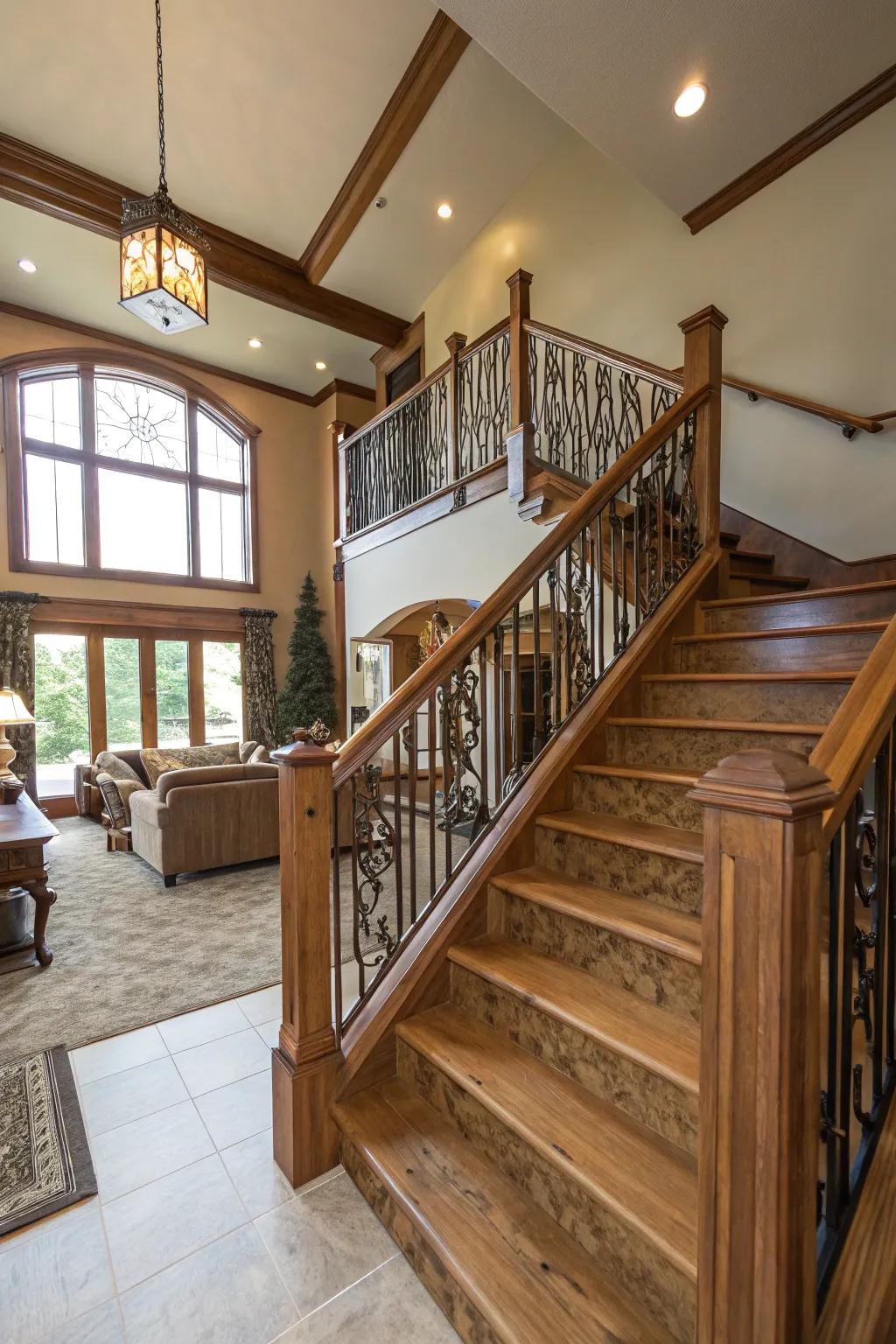 Consistent stream: enclosing timber rails.