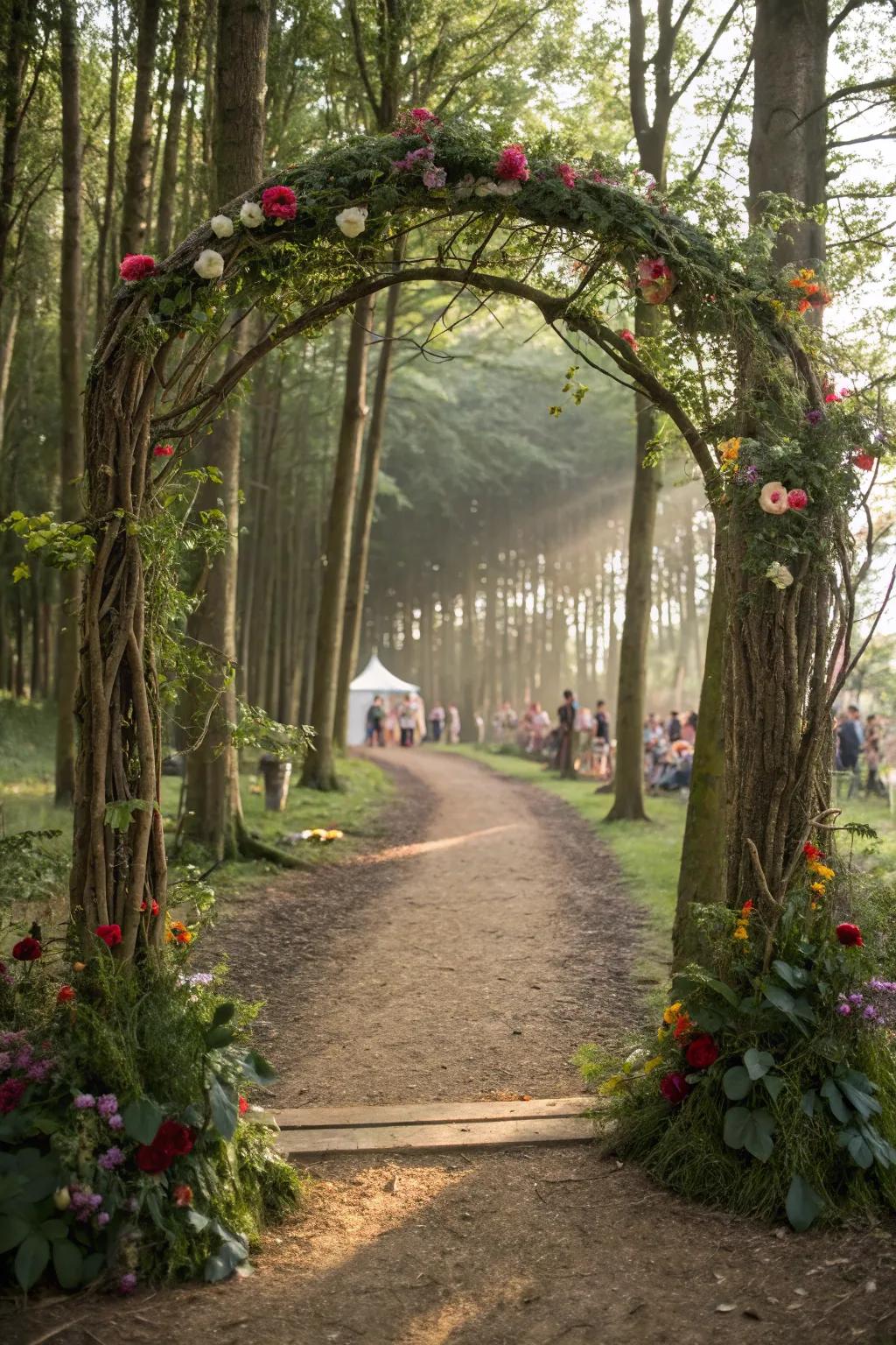 Greet attendees via a bewitched forest portal.