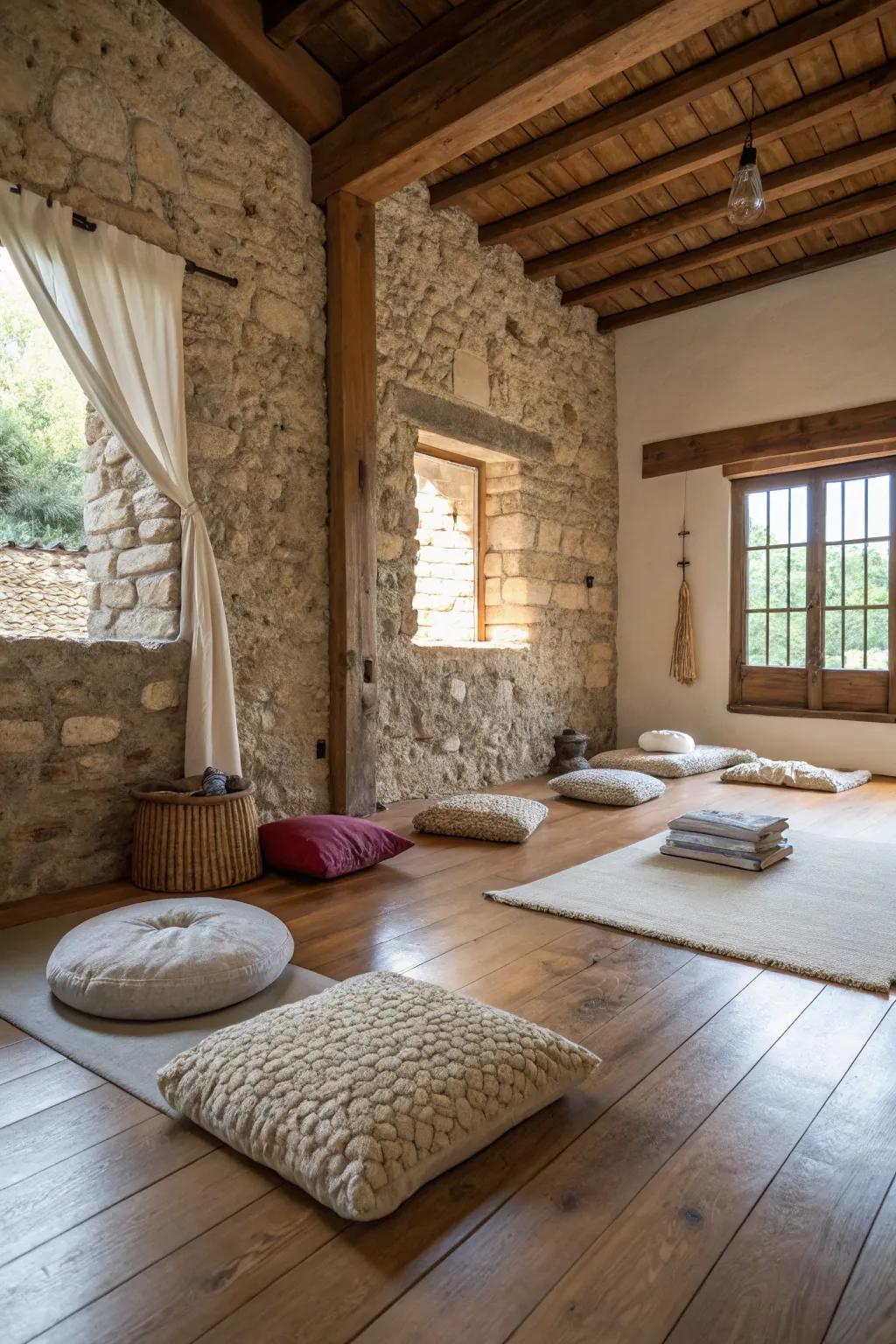 Material variety adds depth and interest to the space.