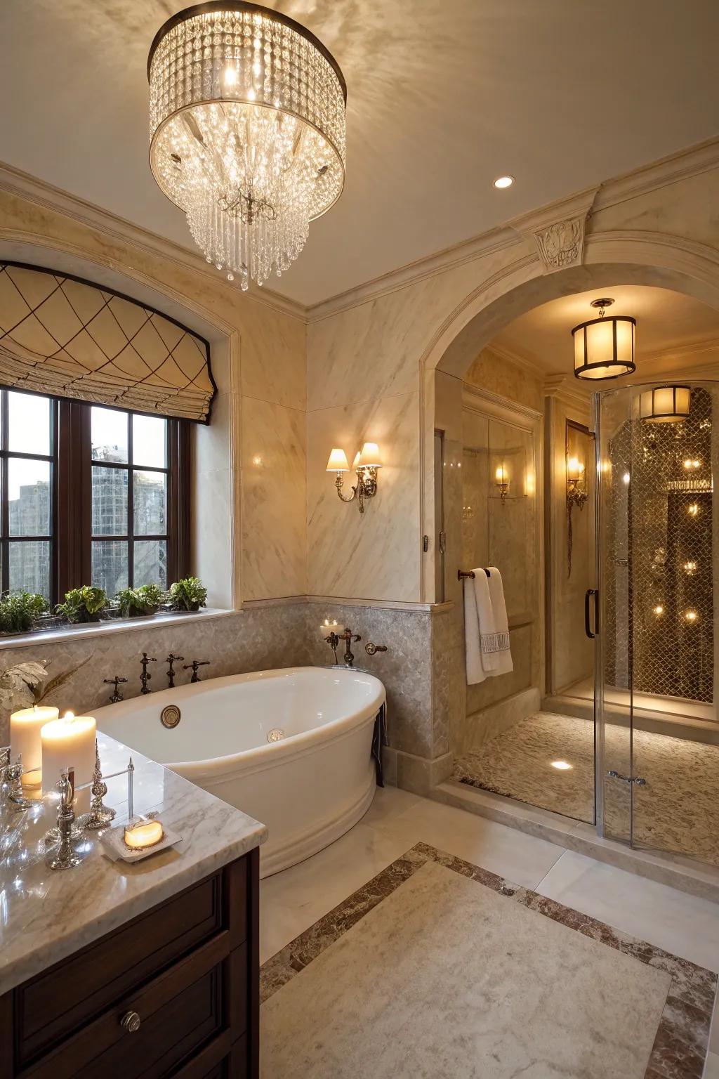 A luxurious bathing space serves as a spa-like personal sanctuary.