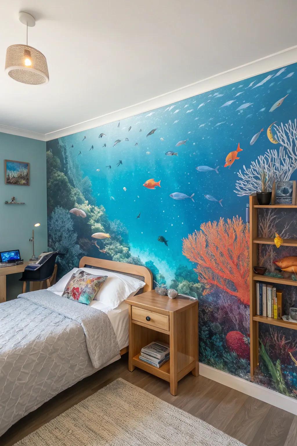 A wall scene makes a bold and creative statement.