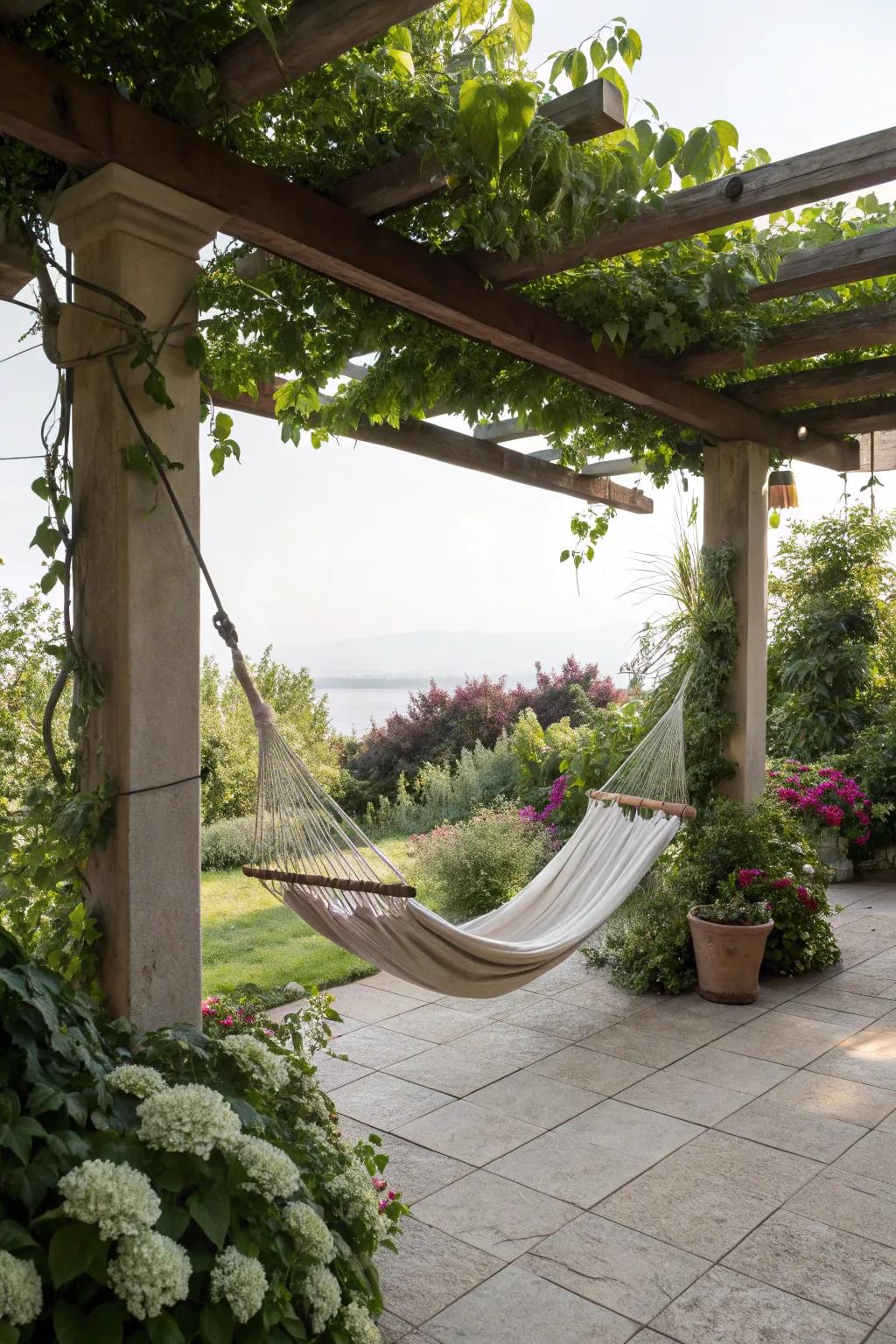 A resting sling offers the ideal relaxation spot on your patio.